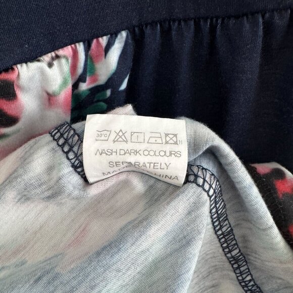 Women's Floral Navy Short-Sleeve V-Neck Pullover Midi Dress Size L - Picture 5 of 9